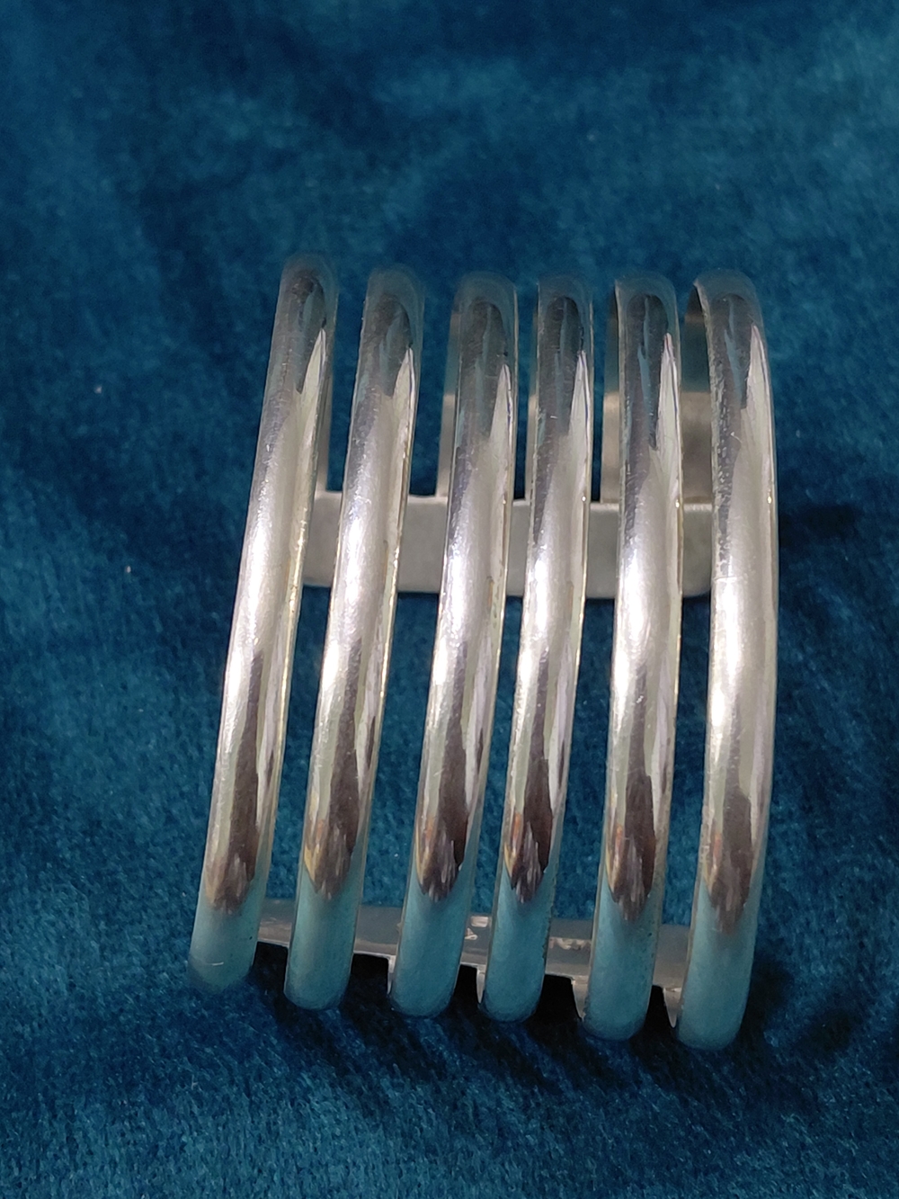 Polished Silver Multi-Band Cuff Bracelet